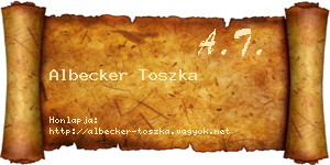 Albecker Toszka névjegykártya